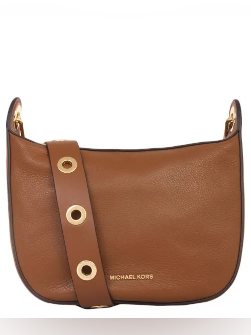 MICHAEL KORS RAVEN MESSENGER CROSSBODY BAG LEATHER GOLD HARDWARE CAMEL BROWN